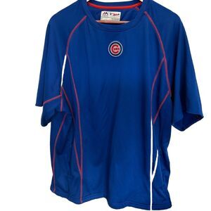 Chicago Cubs Jersey Majestic Blue Thermal Pockets Baseball Blue T Shirt Blue